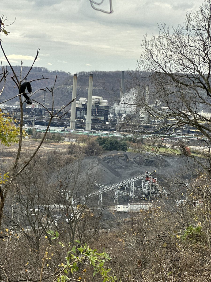 ClimateCorpsPgh's tweet image. Clairton, PA: Ceremonial planting of an Externality carved from a tree burned in PNW wildfires. Overlooking one of the biggest industrial contributors to climate change in PA courtesy of US Steel. #WeRefuseToDie  Worst AQ in the country today too.