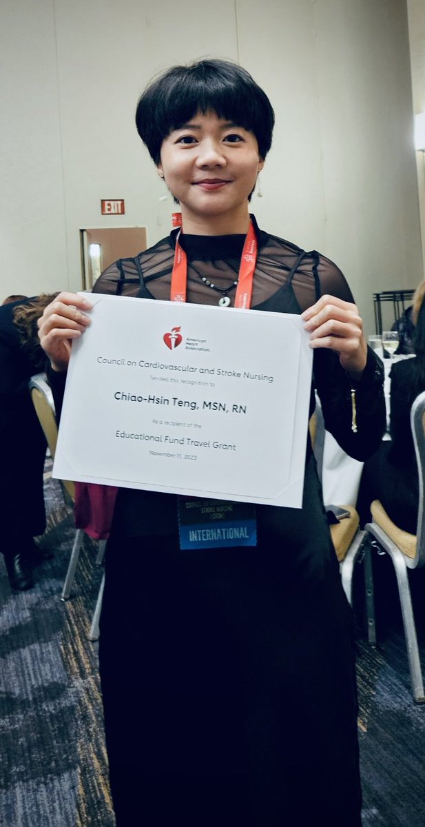 TengChiao's tweet photo. Second day #AHA23
YES! I won the @CVSNHeart Travel Award! I'm also grateful for @UNCSON funding me 2023 student travel award. AHA scientific session has given me so much inspiration for future studies! https://t.co/oOwMIbIXLV