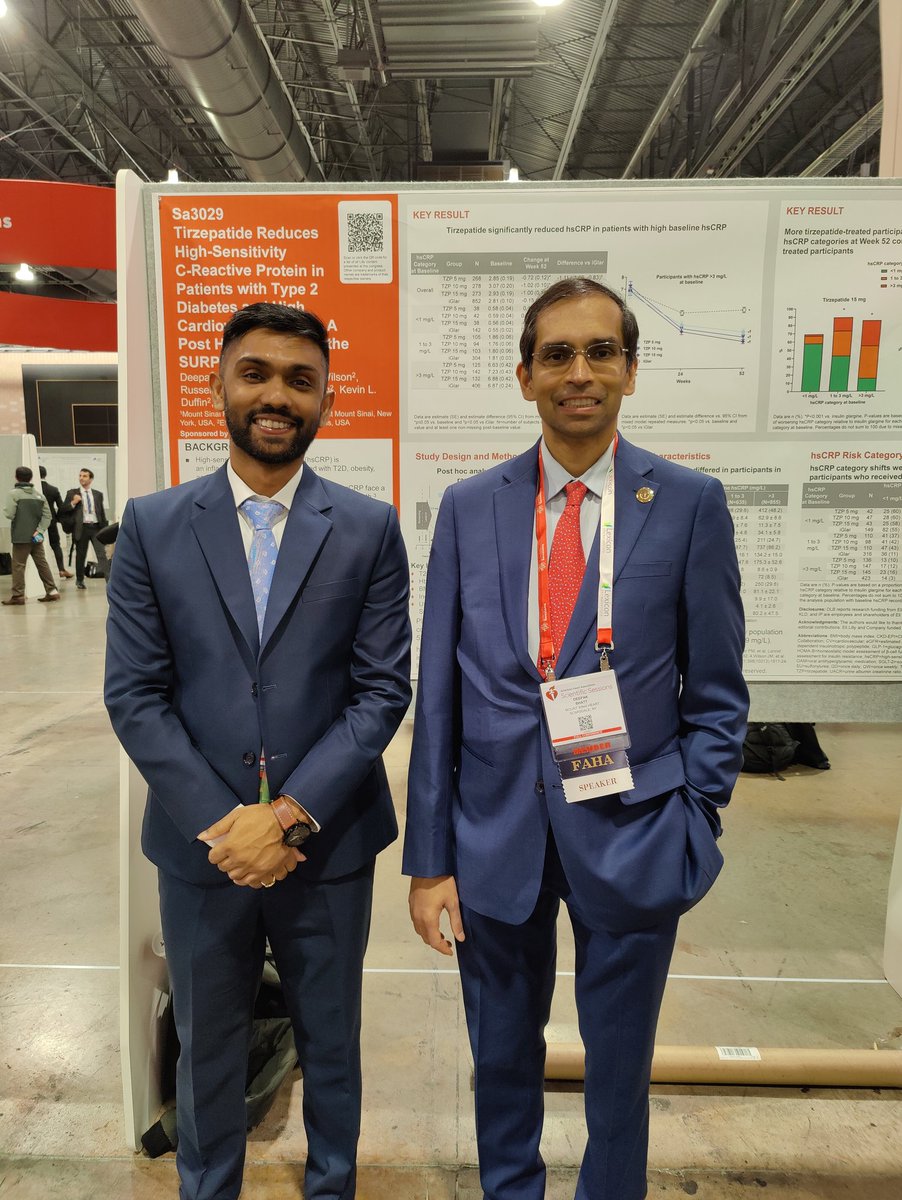 Shrikanth Sampath (@shrikanth4404) on Twitter photo Day 2 highlight! <a href="/DLBHATTMD/">Dr. Deepak L. Bhatt</a> himself presenting his own poster!!!
"Tirzepatide may reduce vascular inflammation in T2DM patients with CV risk factors".
Amazing how such a legendary person can possess such humility. #inspirational
#AHA2023 #CardioTwitter #Cardiology <a href="/SinaiCards/">Mount Sinai Cardiology Fellowship</a> Day 2 highlight! <a href="/DLBHATTMD/">Dr. Deepak L. Bhatt</a> himself presenting his own poster!!!
"Tirzepatide may reduce vascular inflammation in T2DM patients with CV risk factors".
Amazing how such a legendary person can possess such humility. #inspirational
#AHA2023 #CardioTwitter #Cardiology <a href="/SinaiCards/">Mount Sinai Cardiology Fellowship</a>