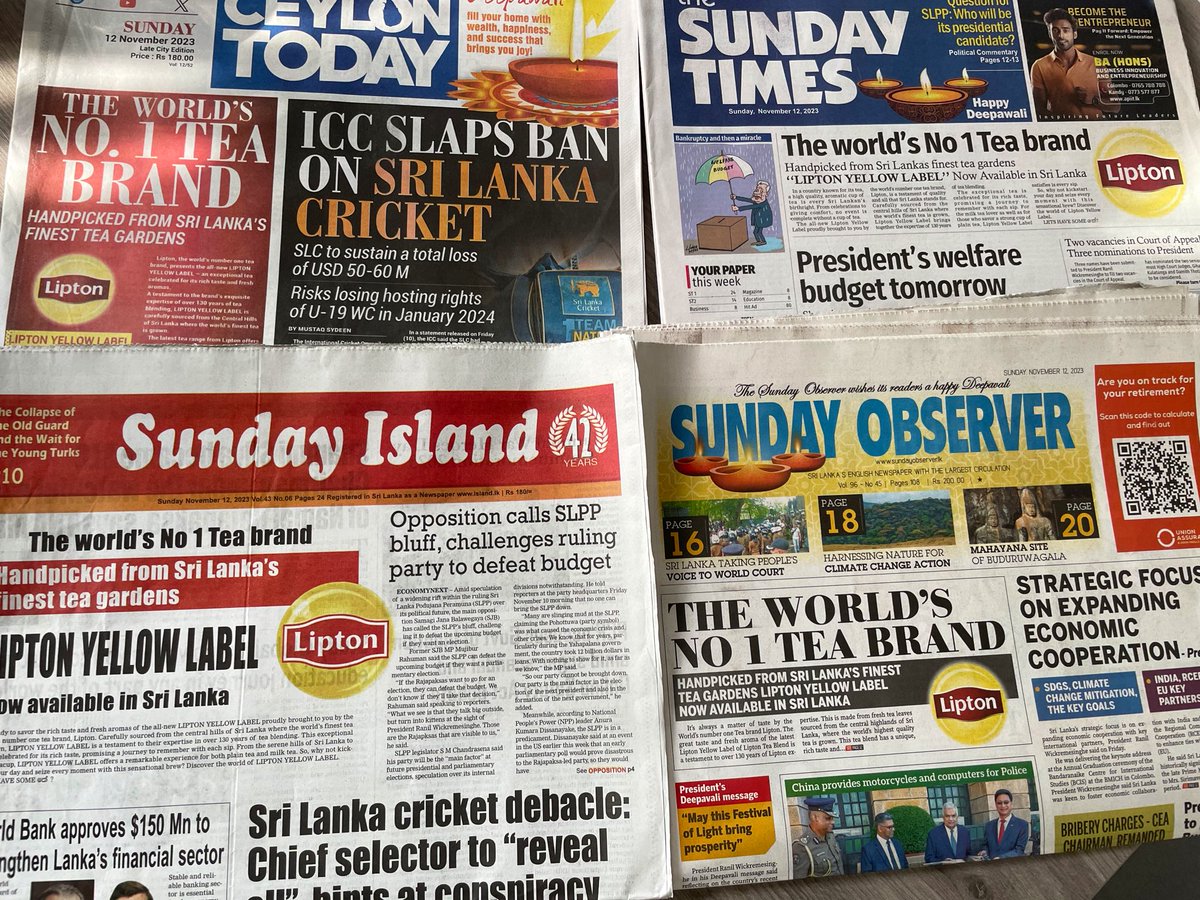 Sri Lanka is now importing tea as well 🙄. And such a sad commentary of the  editorial judgment of our Sunday papers when the headline story is that  Lipton Tea is now