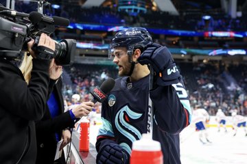 Wright being interviewed during warmups