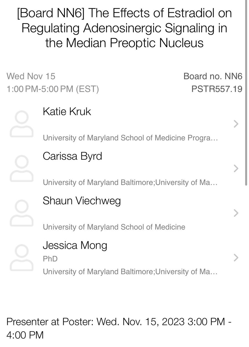 1st day of #SfN2023 is in the books!  If you’re at SfN this year and are interested in learning about how estrogen regulates sleep, come check out my poster on Wednesday afrernoon!