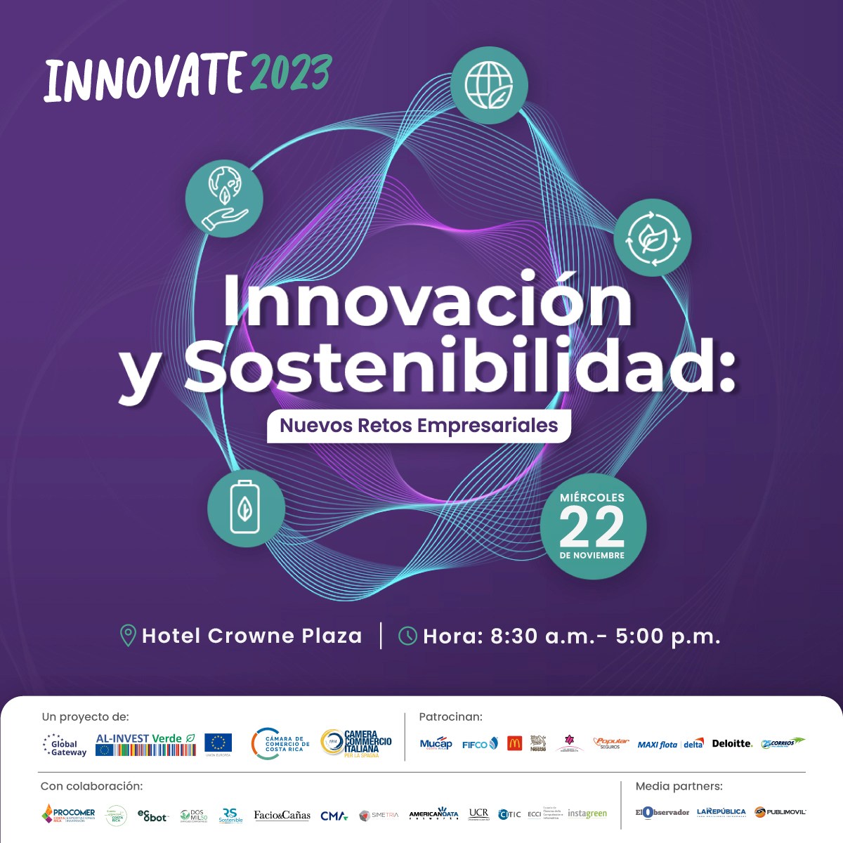 Incremente sus conocimientos en sostenibilidad participando en nuestro congreso #Innovate2023 el próximo 22 de noviembre.
Postúlese aquí: bit.ly/3SnsSUI