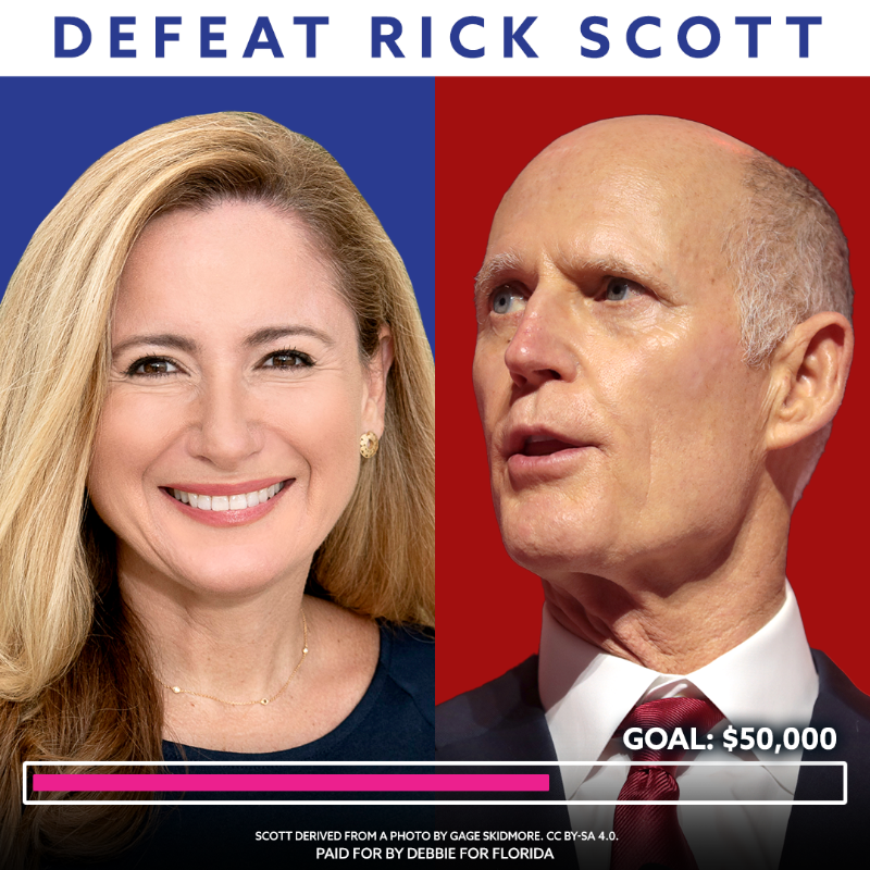 DebbieforFL's tweet photo. BREAKING: Joe Manchin is NOT running for re-election.

That means the path to HOLDING the Senate Majority goes through Florida. We HAVE to win this race – it’s never been more important.

Can you chip in now to help us beat Rick Scott and hold the Senate Majority?