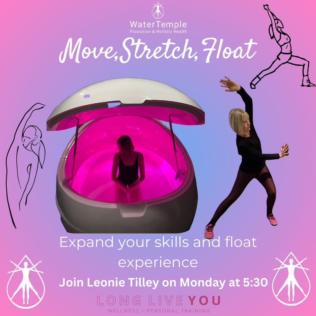 Join Leonie for a rejuvenating evening of Movement, Breathing & Floating with Leonie here at Water Temple.  We have limited spots available so call now to book in your spot! 
#movement #longliveyou #floatingyoga #floatforhealth #moveforhealth #getmoving #floatwatertemple