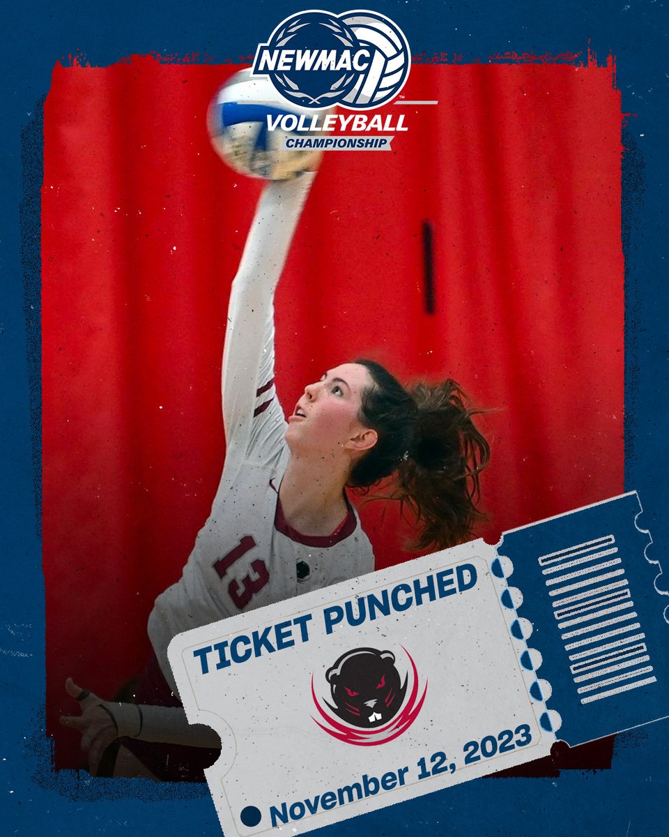 NEWMACsports's tweet photo. WOMEN'S VOLLEYBALL CHAMPIONSHIP 🏐
TICKET PUNCHED 🎟️
@MITAthletics moves on to the final on Sunday with a 3-1 win over Babson.
#GoNEWMAC // #NEWMACChamps https://t.co/nX2xQSzOmU