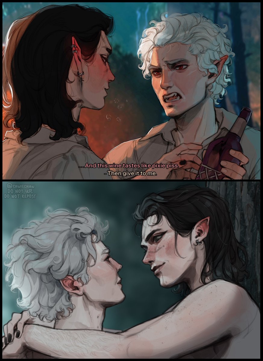 cawiechan's tweet photo. art of this dating simulator I've been playing #BaldursGate3 https://t.co/hesaA2Ho1j