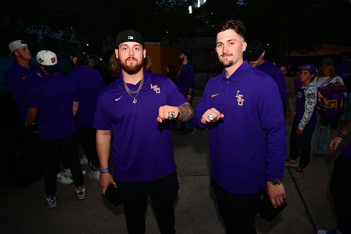 LSUbaseball's tweet image. Boys got the bling 💍