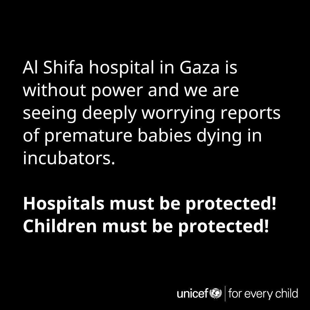 Hospitals must be protected. Children must be protected. We are calling for an immediate humanitarian ceasefire.