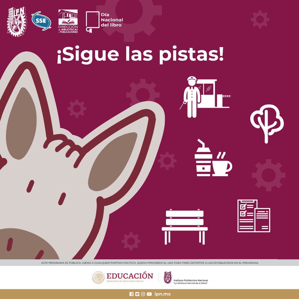 IPNlibros's tweet photo. Te dejamos algunas pistas para que encuentres los separadores y pases al estand del @IPN_MX en la @FILIJCDMX 
 
¿Aceptas el reto?  Nos vemos el 12 de noviembre, a las 11h.
 
#DíaNacionaldelLibro #Libros #Cultura #Filij41 https://t.co/dDQhcldbS4