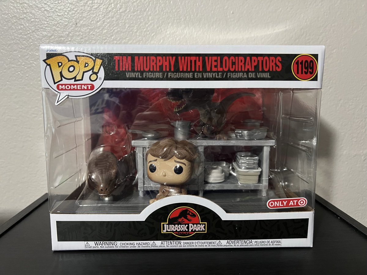 ZachSietsma's tweet photo. The last one I currently have from the Jurassic Park movie moments of Tim Murphy with Velociraptors. #Funko #FunkoPop #JurassicPark #Velociraptors #TimMurphy https://t.co/cVr9xYkHor