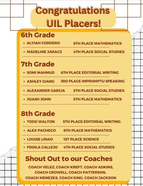 RodeoPalms's tweet photo. Congratulations to our students who participated in Academic UIL last Saturday, November 4th. https://t.co/tZePiRKDxM