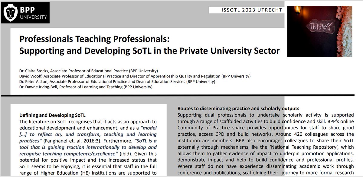 What a wonderful week in Utrecht! View our @NTRepository and Professionals Teaching Professionals @ISSOTL posters here: doi.org/10.25416/NTR.2… #issotl23 Looking forward to #issotl24!  @DavidWooff @DrClaireStocks @DawneIrvingBell @DrPeteAlston