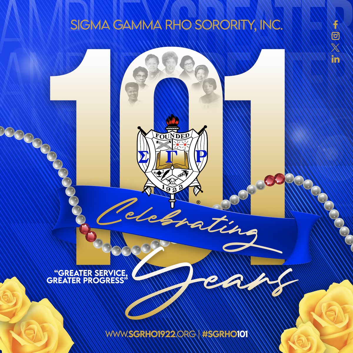 Happy 101st Founders' Day to the Greater Women of Sigma Gamma Rho Sorority, Incorporated 💙💛🐩

#SigmaGammaRho #FoundersDay #SGRho101 #GreaterWomenGreaterWorld #AmplifyGreater