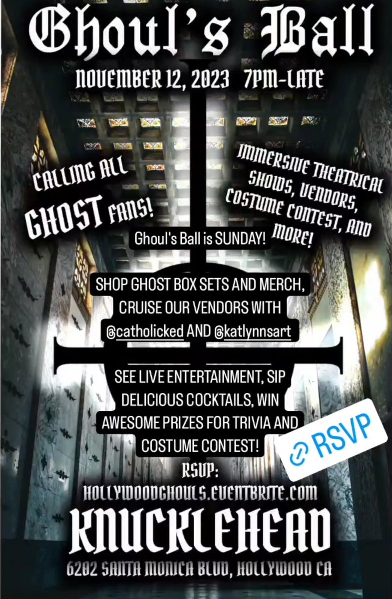 Calling All Ghost fans! Ghoul's Ball is SUNDAY! Vending Ghost Box Sets and merch! See you there! RSVP: hollywoodghouls.eventbrite.com