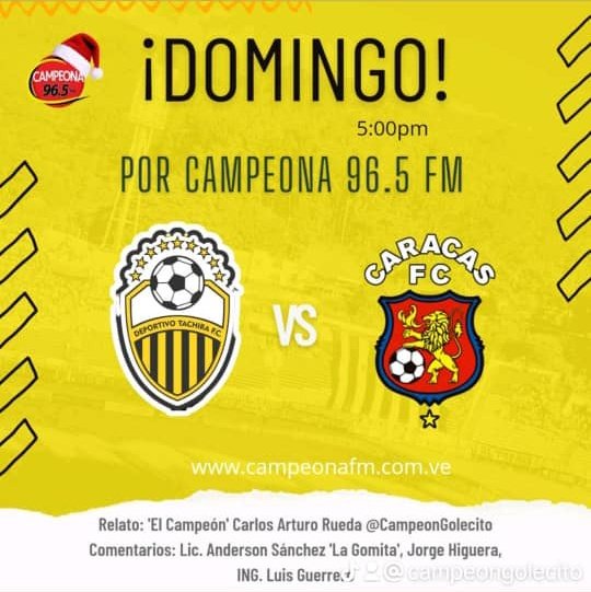 ASanchez_Sports's tweet image. @LigaFUTVE Mañana @DvoTachira vs @Caracas_FC jornada 6 #CuadrangularFinal Transmite @Campeona965
