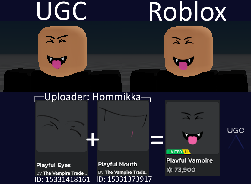 Peak” UGC on X: UGC creator Kyerium uploaded Epic Vampire Face tooth  bypasses for their knockoff Epic Face parts. #Roblox #RobloxUGC   / X