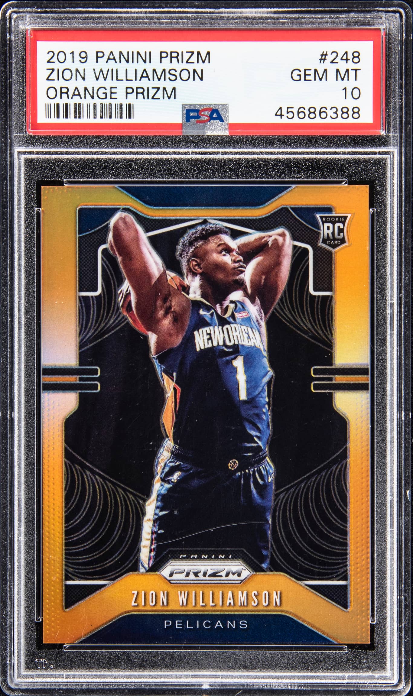 Goldin on X: Zion Williamson skies for a thunderous two-handed slam dunk  on this shining Panini Prizm Orange Prizm debut-year collectible. The  limited-edition piece is serial-numbered 19/49. Bid now in November Elite