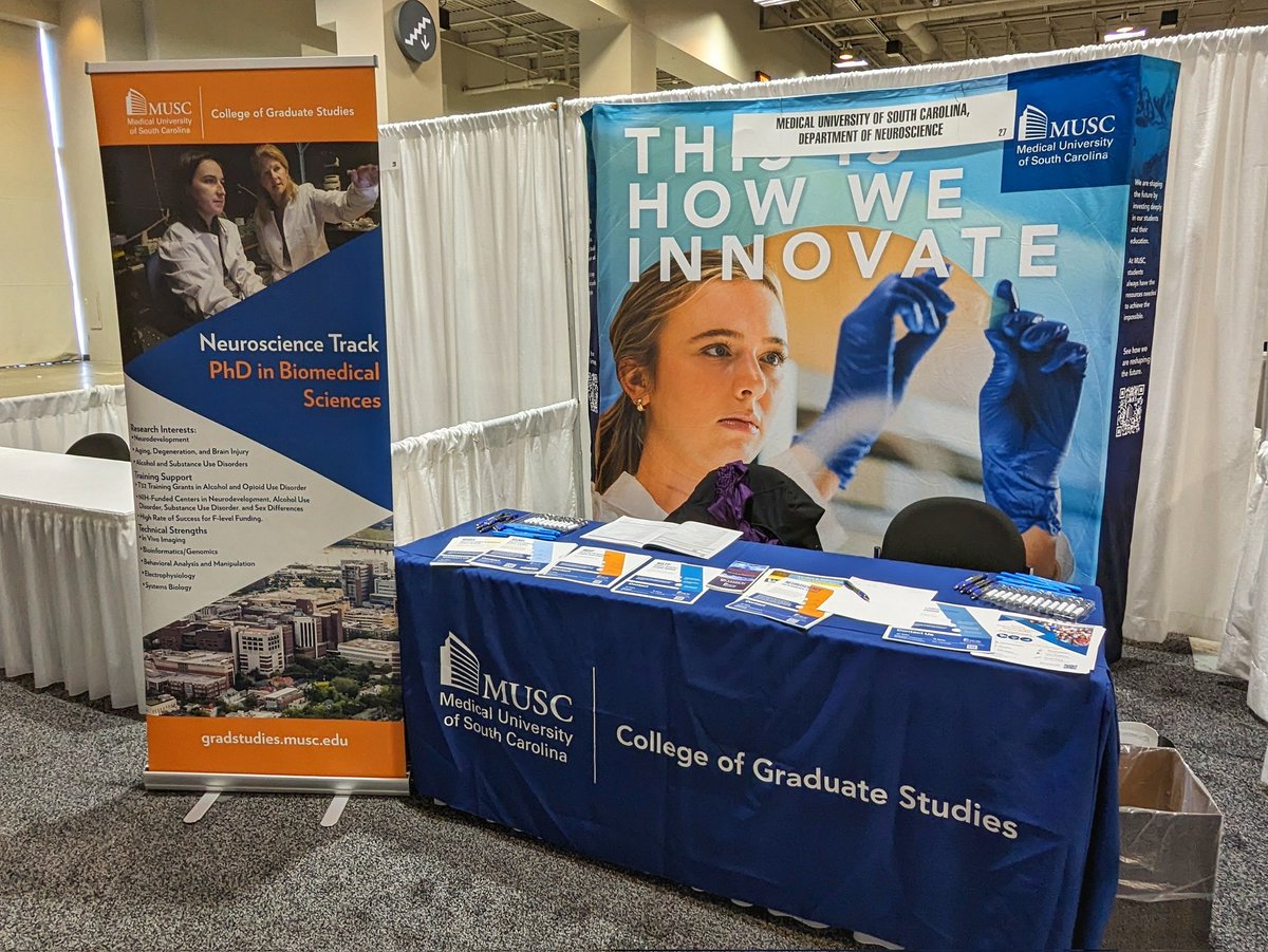 Calling all students! Stop by booth 27 at #SfN23 to visit <a href="/neuro_MUSC/">MUSC Department of Neuroscience</a> and learn more about the Neuroscience Graduate Program! <a href="/SfNtweets/">Society for Neuroscience (SfN)</a> <a href="/musc_cgs/">MUSC Grad Studies</a>