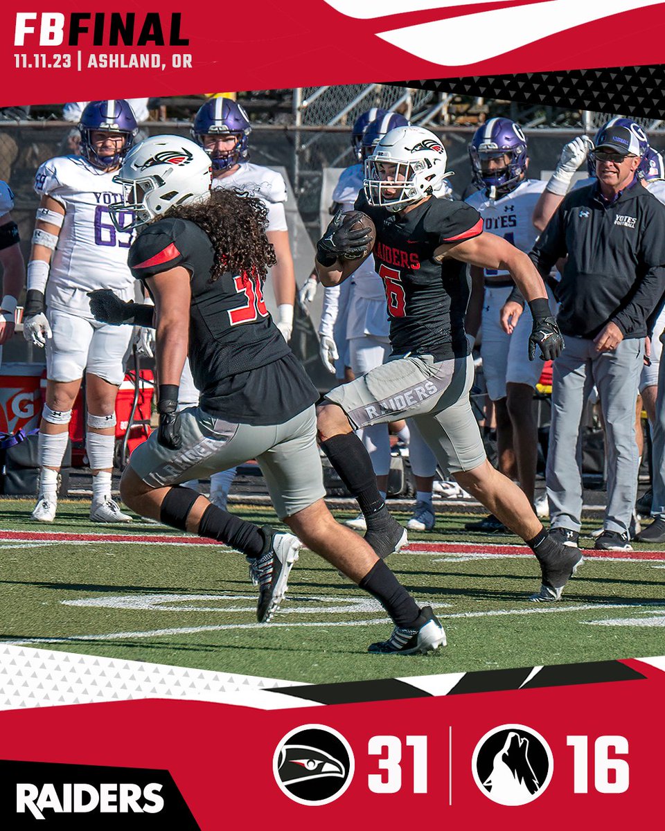 Southern Oregon Raiders (@souraiders) on Twitter photo 🚨 UPSET AT RAIDER STADIUM 🚨
<a href="/SOU_Football/">Southern Oregon Football</a> ends the season by knocking off No. 5 College of Idaho and denying the Yotes a Frontier Conference title! 🚨 UPSET AT RAIDER STADIUM 🚨
<a href="/SOU_Football/">Southern Oregon Football</a> ends the season by knocking off No. 5 College of Idaho and denying the Yotes a Frontier Conference title!