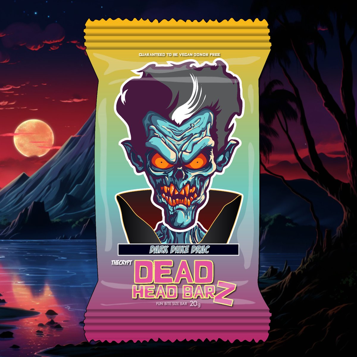 v1rtualn0mad's tweet image. Or maybe a sleeping giant background with a triple trouble wrapper of orange blue and pink for Dark Duke Drac? 

#CryptCandy #mint #degen #letsgo