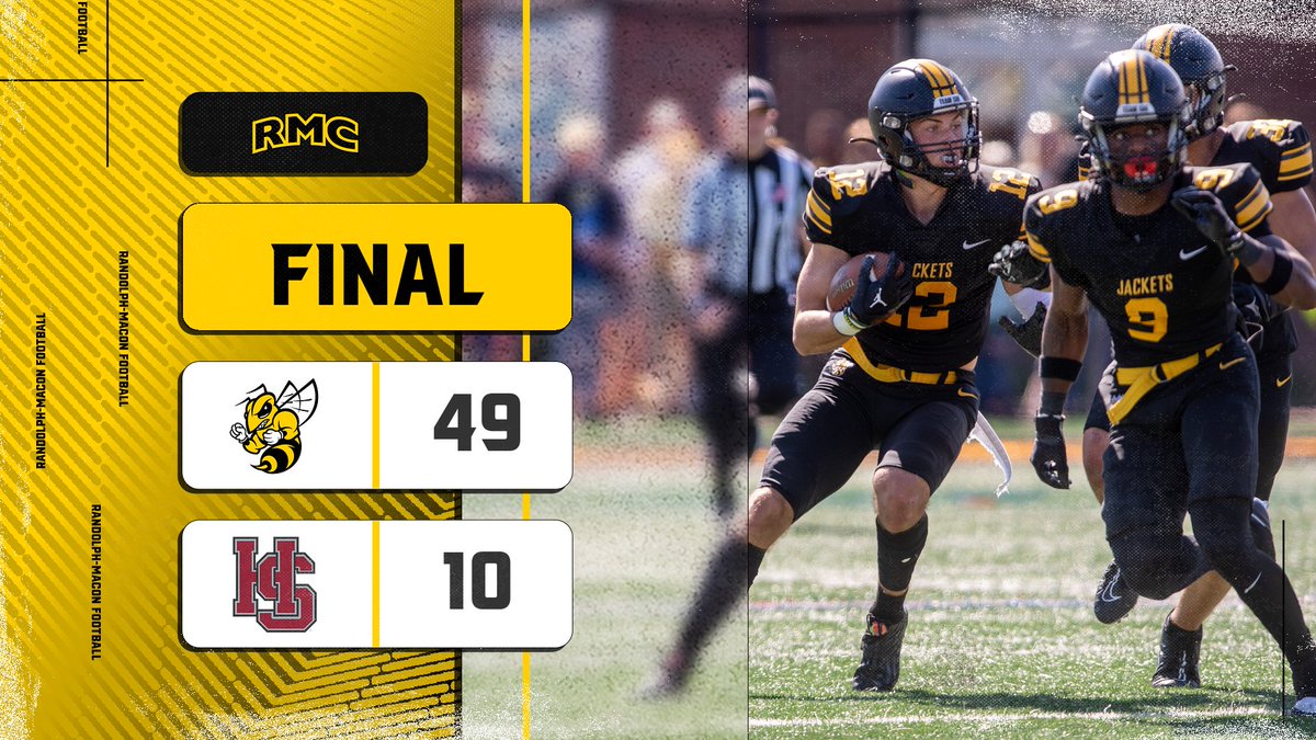 Nick Hale rushed for career-best 154 yards at <a href="/RMCfootball/">𝗥𝗔𝗡𝗗𝗢𝗟𝗣𝗛-𝗠𝗔𝗖𝗢𝗡 𝗙𝗢𝗢𝗧𝗕𝗔𝗟𝗟</a> moved to 10-0 with 10th straight win over <a href="/HSCathletics/">H-SC Athletics</a> . #SWARMSZN #d3fb rmcathletics.com/news/2023/11/1…