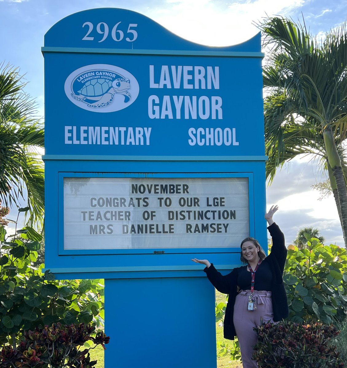 lgeseaturtles's tweet photo. Lavern Gaynor Elementary is honored to recognize Mrs. Danielle Ramsey as our 2023-2024 Teacher of Distinction! https://t.co/q13IqWFs8G