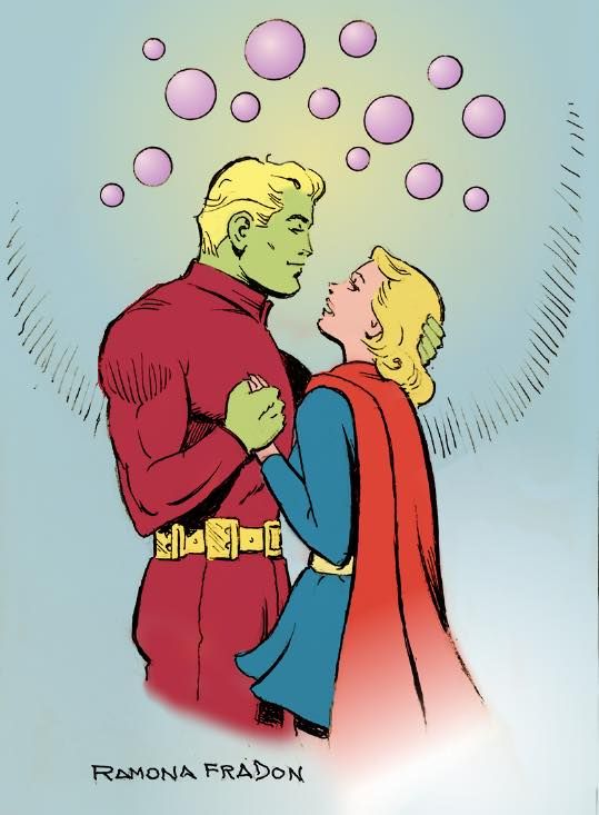 ...and a touching moment for Querl & Kara better known as #Brainiac5 and #Supergirl of the #LegionOfSuperHeroes by the one the only #RamonaFradon 
I love this. 💜💚💛💙❤️