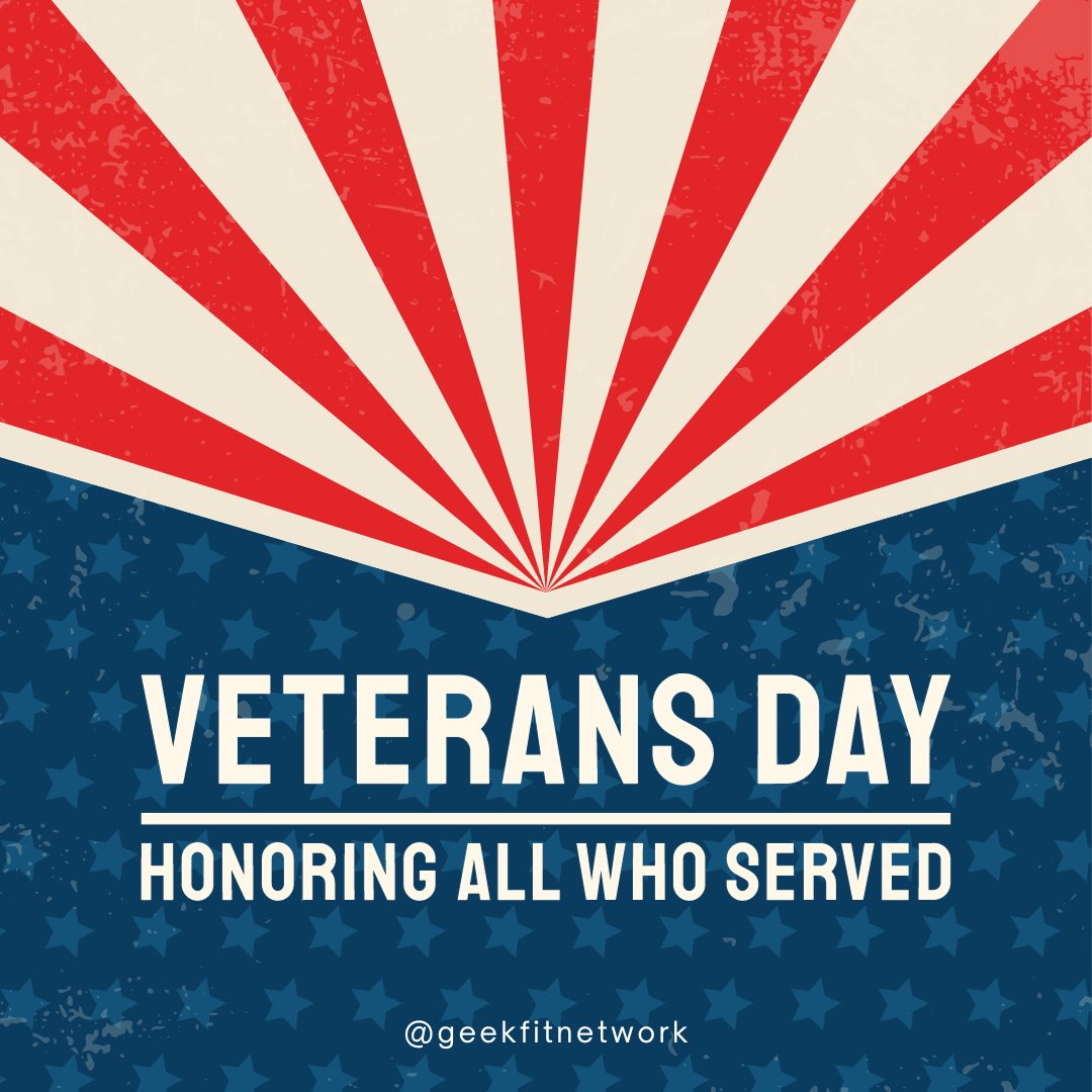 geekfitnetwork's tweet image. Today, we salute our veterans for their service. As a veteran-founded company, we appreciate the unique contributions and perspectives you bring to the geek community. Thank you for inspiring us with your commitment to service. 🎮💙 #GeekFitNetwork #VeteransDay