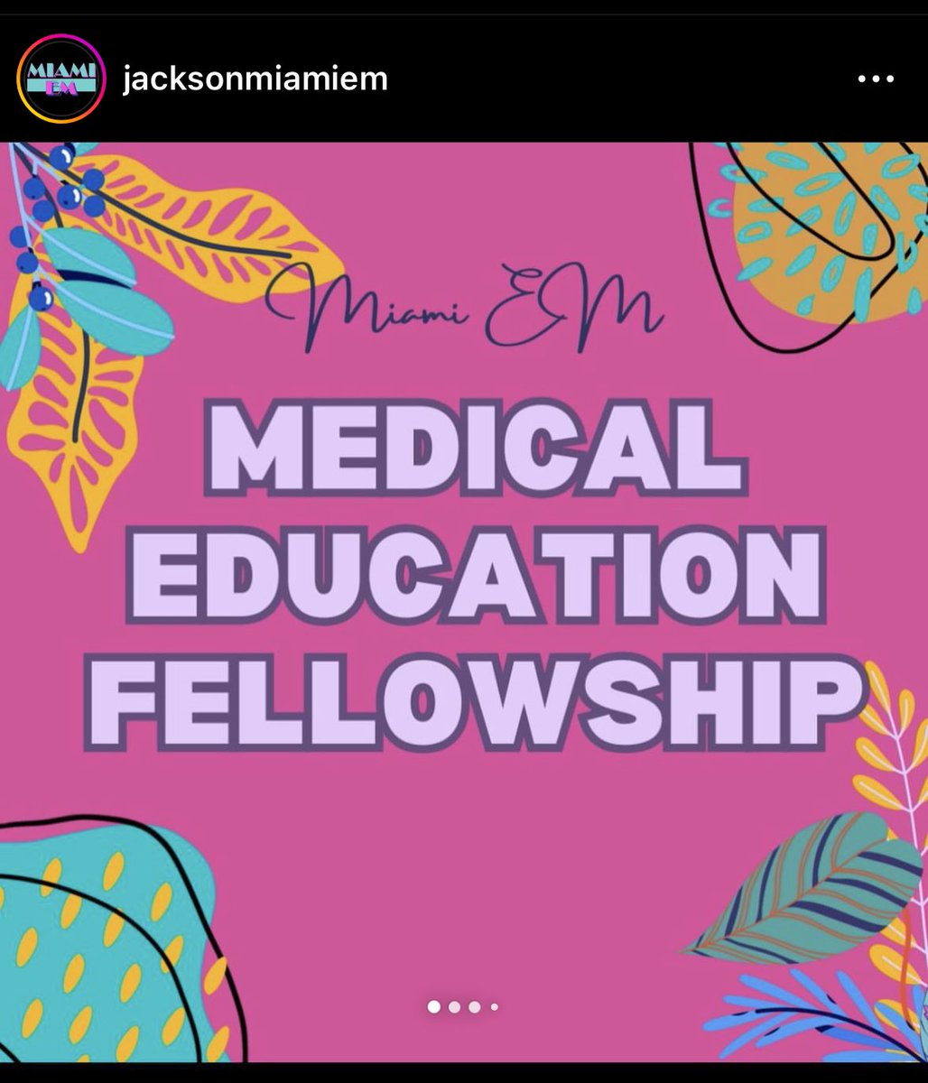 EMinMiami's tweet image. New #MedEd fellowship at @jacksonmiamiEM! Now accepting applications. 

If you have any questions about @jacksonmiamiEM, Miami, or #MedEd, please reach out!

#FOAMed #MedEd #MedTwitter