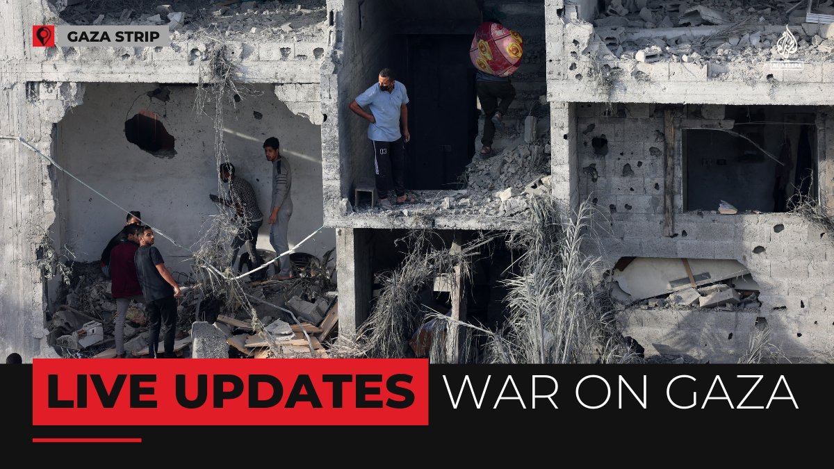 AJEnglish's tweet photo. Israel continues to pound different areas of the Gaza Strip, with hospitals being targeted in the besieged enclave.

🔴 Follow our LIVE coverage: https://t.co/7KF7CTCgl2 https://t.co/QHfOlkpNt9