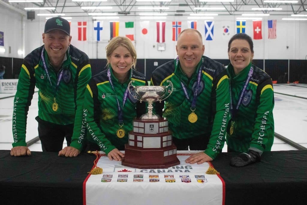 The <a href="/CURLSASK/">CURLSASK</a> mixed team won a national title in their home rink at Swift Current! Plus a Scottish curler will wear the 🍁 in her home county next season. Read the full gold-medal game recap ➡️ curling.ca/2023mixed/blog…

#CMCC2023