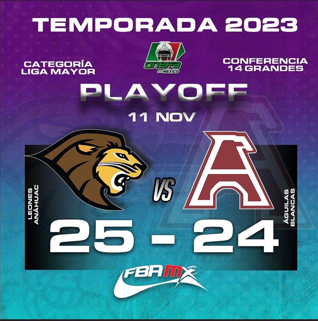 PassionFilmsFBA's tweet photo. Hoy en la #Conferencia14Grandes de #LigaMayor de @OnefaOficial 
Los @PumasCU_fba derrotan a domicilio a @BorregosPuebla 
Y los @LeonesAnahuacMx también a domicilio vencen a las @AguilasIPN https://t.co/1rPnsq5mAy