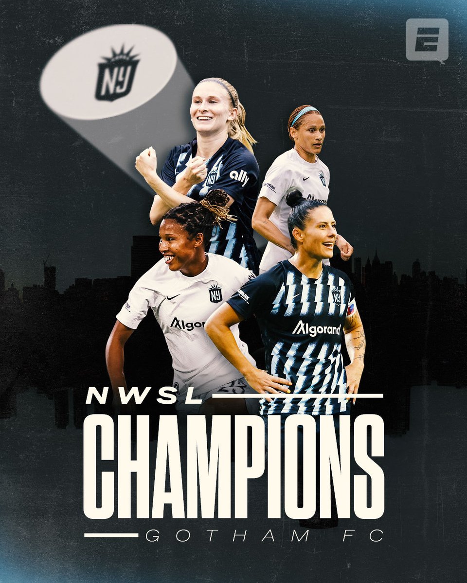 espn's tweet photo. NJ/NY Gotham FC are 2023 NWSL Champions🏆

IT'S THEIR FIRST NWSL TITLE 👏 https://t.co/VHvgABFjRT