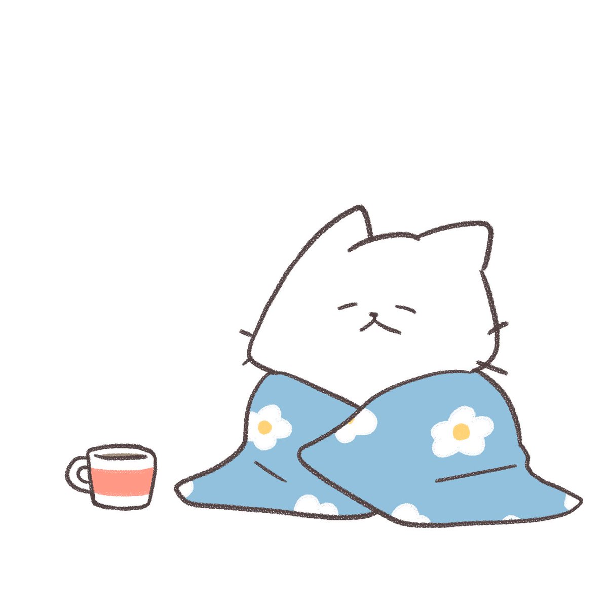 「おはようございます 今朝は冷えましたね〜」|猫原のしのイラスト