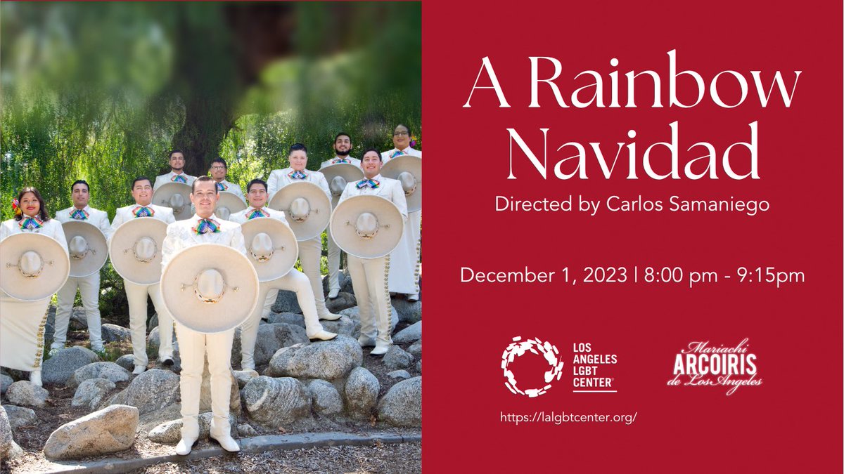 Come join us for A Rainbow Navidad at the The Village at Ed Gould Plaza, co-presented with the Los Angeles LGBT Center on December 1st. Show starts 8:00pm to 9:15pm. Location: 1125 N McCadden Place Los Angeles, CA 90038 Time: 8:00 pm - 9:15pm lalgbtcenter.org/event/a-rainbo…