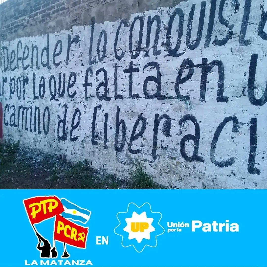 PTP_LaMatanza's tweet photo. LAS PAREDES HABLAN EN #LAMATANZA 
Pintada de compañeros del Barrio Jorge Newbery
PTP/PCR en #UniónPorLaPatria 
#MassaPresidente #AhoraEsMassa #NoAMilei #MileiNoVasASerPresidente #NoAlFMI #DefenderLoConquistado #TierraTechoTrabajo #Soberanía #HayUnaSalidaAFavorDelPuebloYDeLaPatria https://t.co/Yr43zG4PCJ