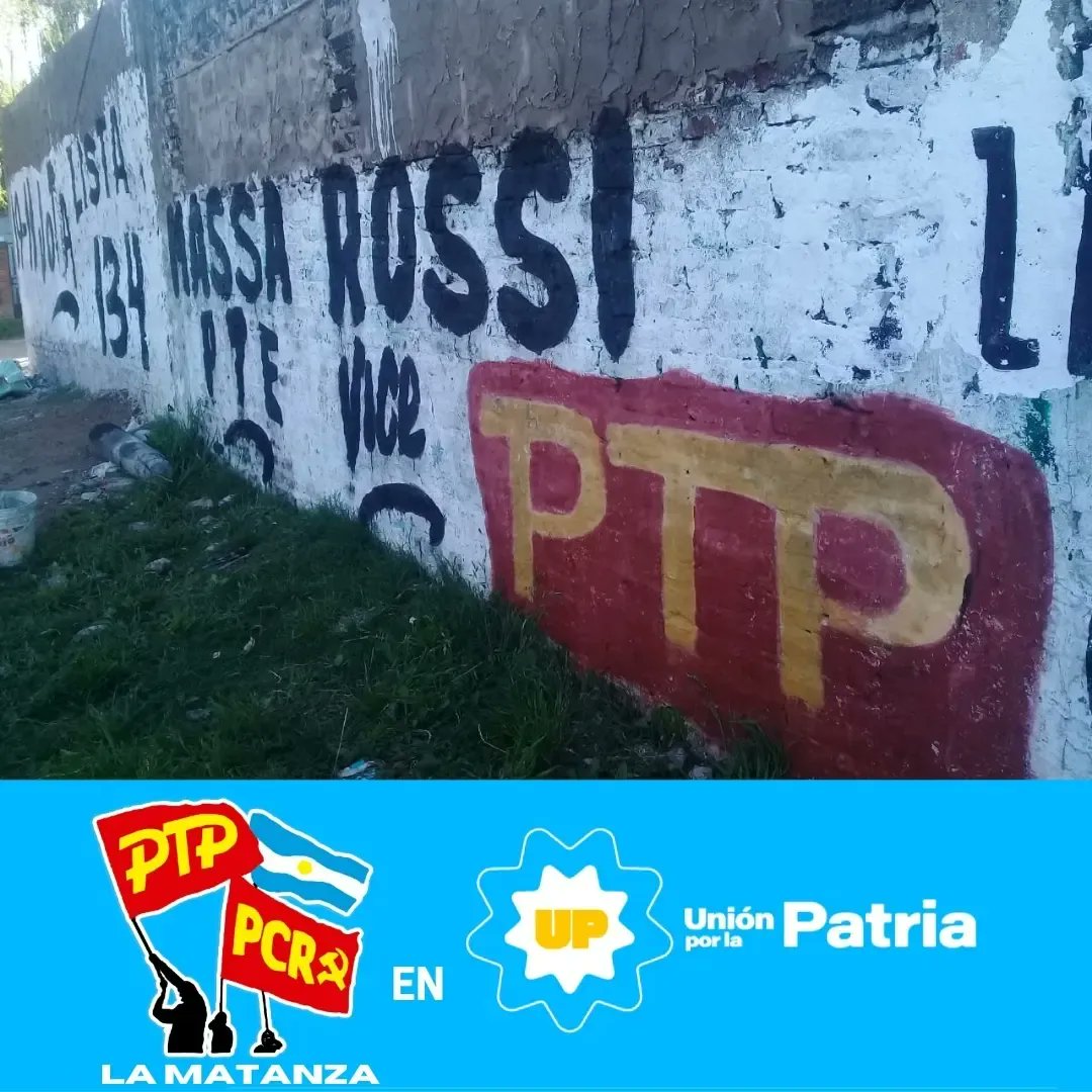 PTP_LaMatanza's tweet photo. LAS PAREDES HABLAN EN #LAMATANZA 
Pintada de compañeros del Barrio Jorge Newbery
PTP/PCR en #UniónPorLaPatria 
#MassaPresidente #AhoraEsMassa #NoAMilei #MileiNoVasASerPresidente #NoAlFMI #DefenderLoConquistado #TierraTechoTrabajo #Soberanía #HayUnaSalidaAFavorDelPuebloYDeLaPatria https://t.co/Yr43zG4PCJ