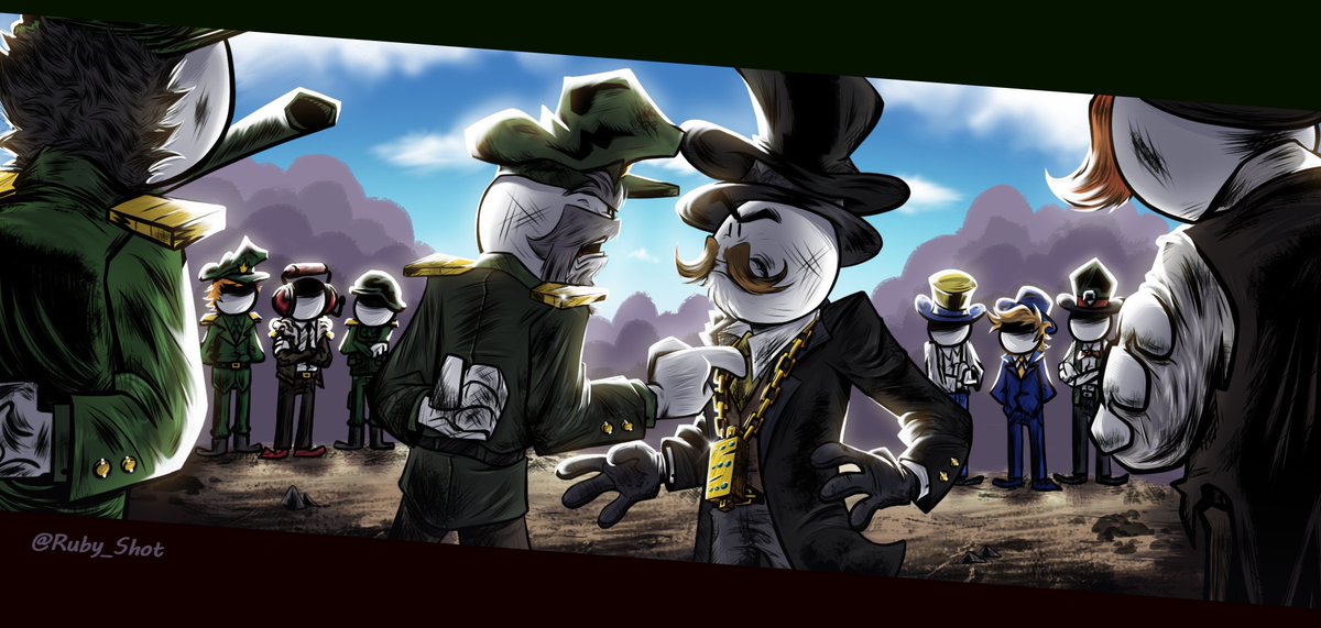 Ruby_Shot's tweet image. Mmm... I had thoughts about what if the Hubert knew Terrence, but when he found out that another person had replaced him, he decided to remind him that he would lock them all behind bars when he got the evidence. 🤨
#HenryStickminFanArt