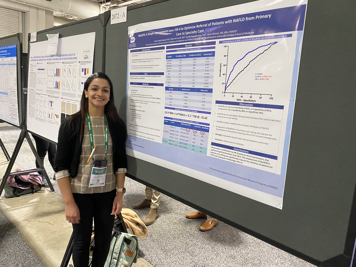NASH_and_coffee's tweet photo. Busy day (2) - @NehnaAbdul from the @NIDDKgov Liver Diseases Branch & @MarylandGastro showing a simple modification to #FIB4 - ModFIB - markedly improved detection of advanced liver disease in people with #MASLD
#TLM23 #RotmanLab
#LiverTwitter https://t.co/jhdo59Yl6p