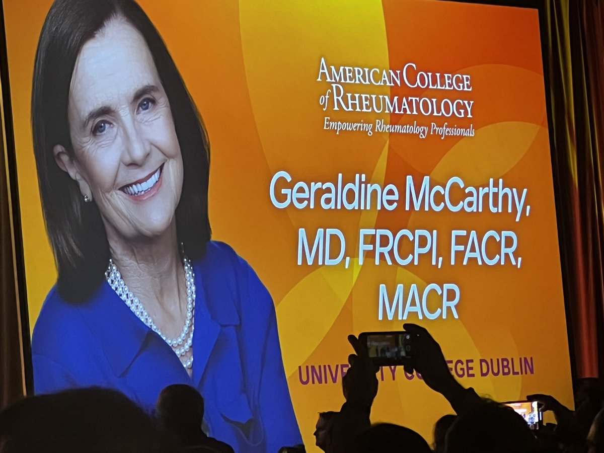 Amazing afternoon for Irish rheumatology- #ACR23 Master award to Prof Geraldine McCarthy @McCarthyProf 👏👏👏