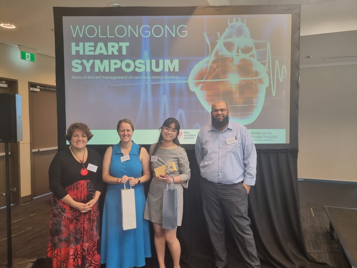 UOW: Nursing was well represented at the inaugural Wollongong Heart Symposium this weekend <a href="/JuleeMcDonagh/">Dr Julee McDonagh, RN, PhD</a> <a href="/AllidaSabine/">Dr Sabine Allida</a> <a href="/FahadShaikh7862/">Fahad Shaikh</a> <a href="/pasanchez2830/">Paula Sanchez</a> 
Congratulations to Dr Sabine Allida - awarded best poster presentation ❤️🏆🥇
Fantastic presentations. Congrats to organisers