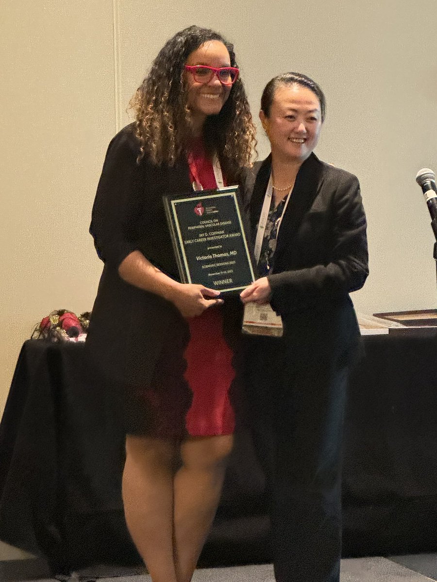 Congrats again to @Drvic_thomas, this time for winning the @PVDCouncil Jay D Coffman Early Career Investigator Award!!!! @JoshuaBeckmanMD @AaronAdayMD @BoydDamp @vumccardsfit @A_Lowenstern