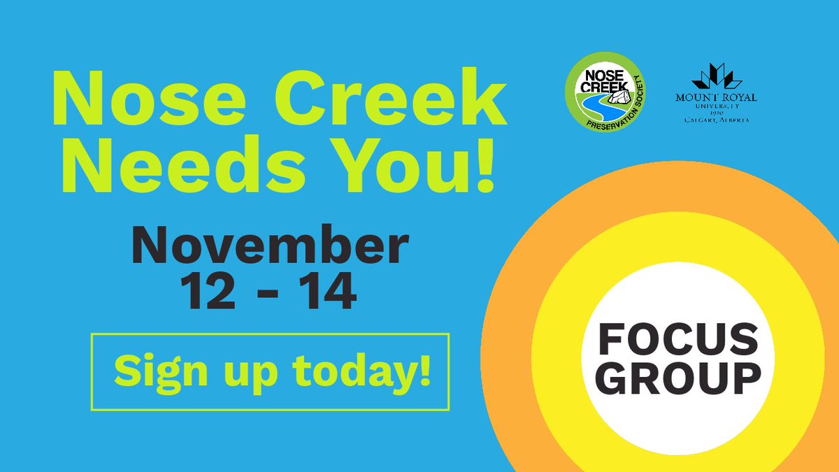 A reminder, the @mountroyal4u / Nose Creek Preservation Society Virtual Focus Groups start TOMORROW (Nov 12) - if you’ve been looking for a way to participate in our advocacy without leaving your house, this is your time! #SpeakForNoseCreek

Sign up: forms.gle/2tYFJ9qUcSMrZj…