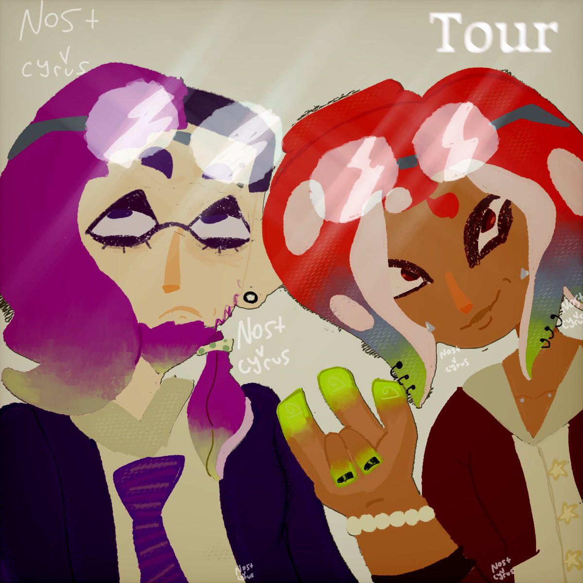 SyringesY's tweet photo. forgot bros piercings mb anyways their on TOUR————————————————————♪
#disspair #splatoon #splatoon2 #splatband #splatbands #splatbandsart #art #digitalart #splatoonbands #disspairsplatoon #Splatoon2 #splatoonart https://t.co/X7RLWXqsTG