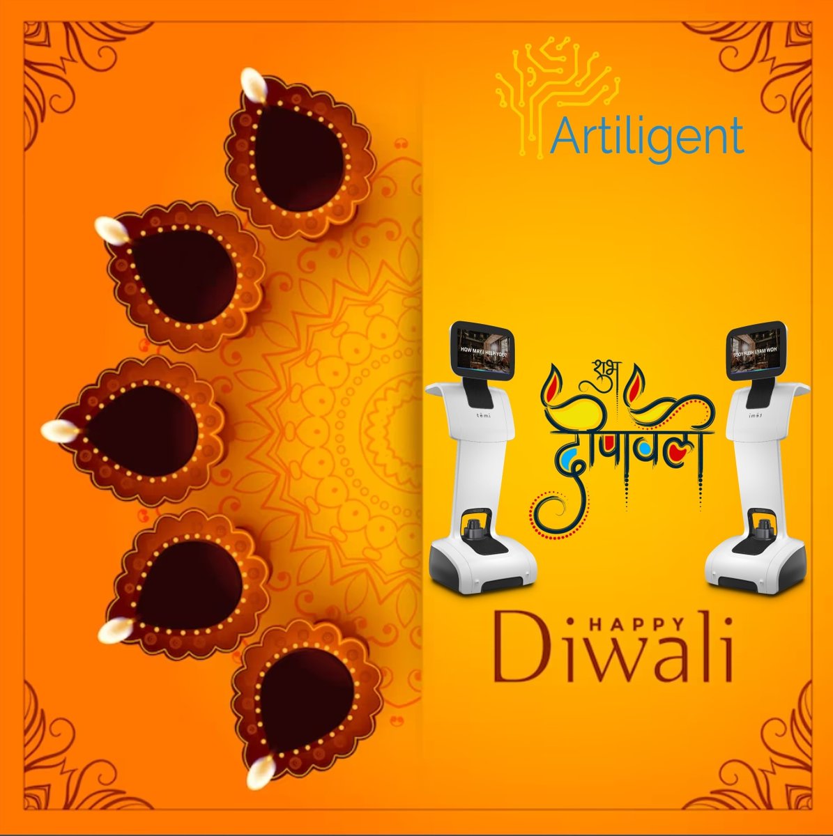 May the glow of Diwali brighten your days with creativity and intelligence! Artiligent wishes you a sparkling festival filled with joy, prosperity, and the magic of innovation. Happy Diwali! 🌟🎇 #ArtiligentDiwali #FestivalOfLights #AI #Robotics