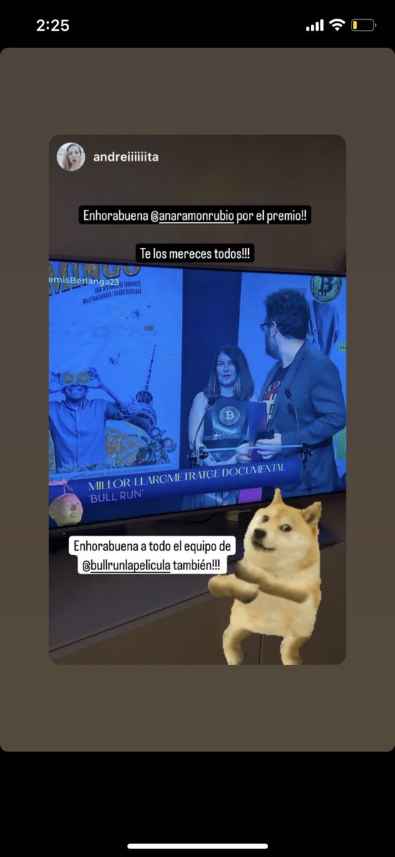 AnaRamonRubio's tweet image. 💣 💣 💣 BULL RUN MEJOR DOCUMENTAL Y MEJOR CANCIÓN EN LOS PREMIOS BERLANGA 💣 💣 💣 Mil gracias @avav_valencia 🚀 #tothemoon #Bitcoin @COSABONAFILMS @Bullrunlapeli