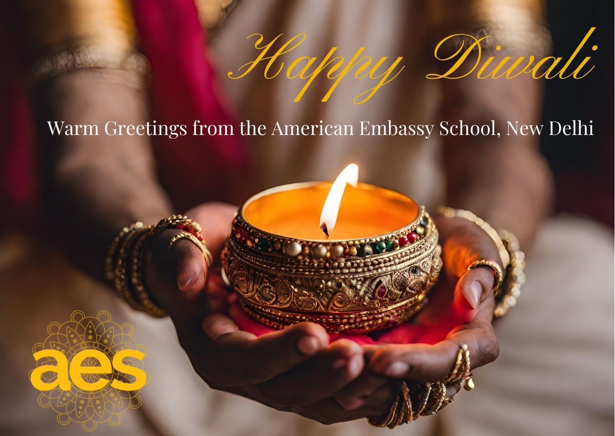 Diwali Greetings from AES.
The word Diwali comes from the Sanskrit word “deepavali”, which means “rows of lighted lamps”. Households across India celebrate by decorating their space with small lamps called diyas and other colourful lights. 

#Diwali #AESDelhi #InternationalSchool