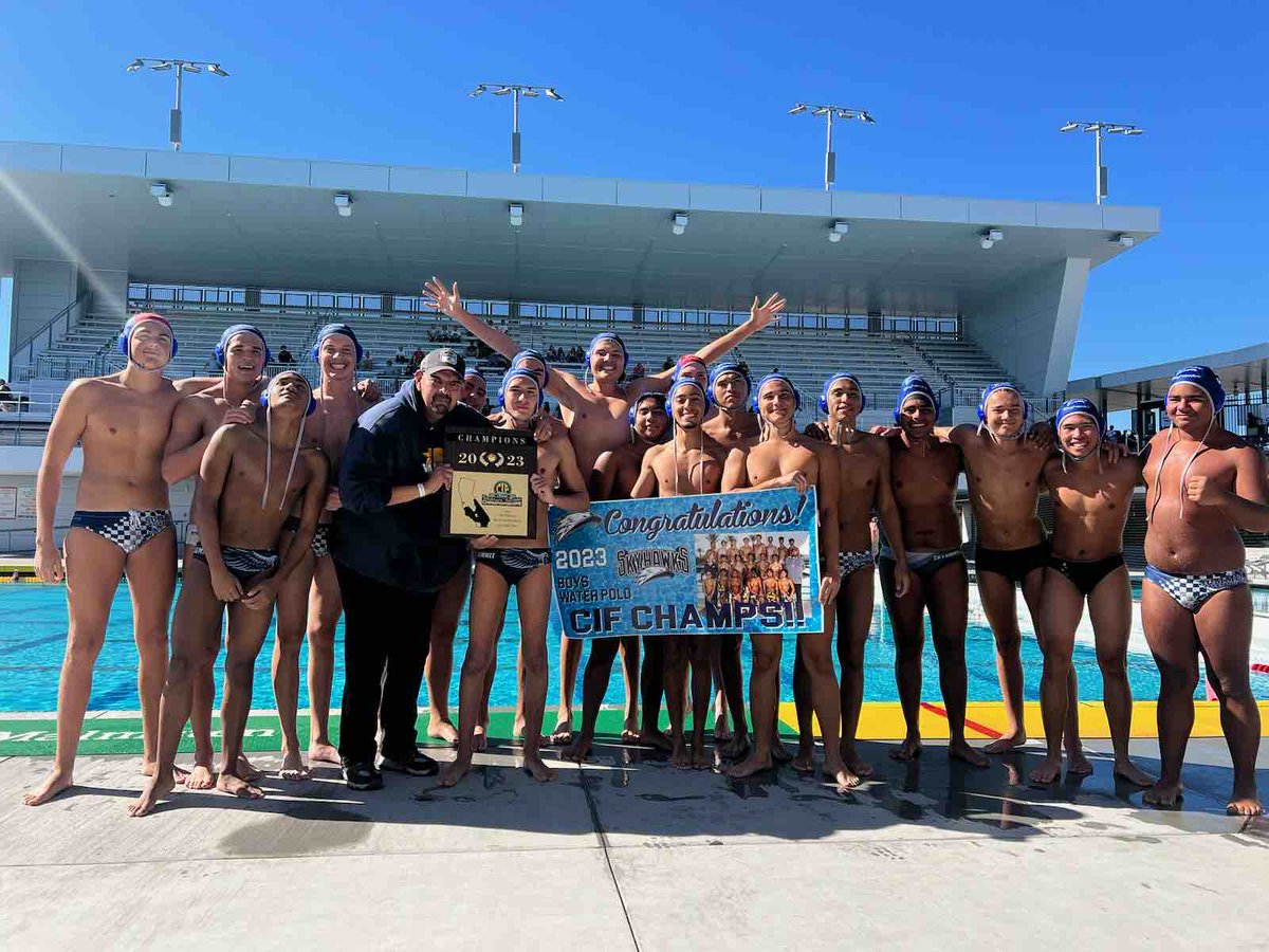 FontanaUnified's tweet photo. They Did It!  Congratulations Summit Water Polo Team - CIF Southern Section Division 6 Champions! Great job Skyhawks!!! https://t.co/OAPKBqJUkS