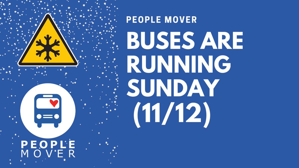 People Mover and AnchorRIDES service will resume on Sunday, November 12. Road conditions may cause delays and/or detours and access to bus stops may be limited. We appreciate your patience and understanding.